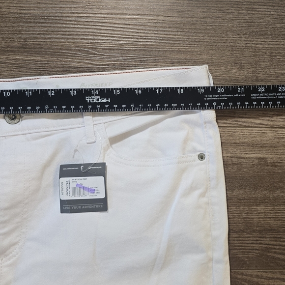 EDDIE BAUER Jeans Women 14 White Boyfriend Denim Cropped Mid Rise Relaxed Picnic - Picture 7 of 9
